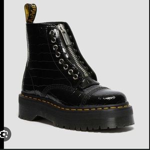 SINCLAIR PATENT CROCODILE PLATFORM BOOTS